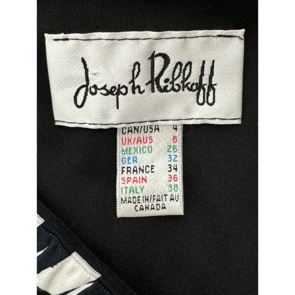 Size 4 JOSEPH RIBKOFF BLACK & WHITE FLARE DRESS Wedding Special‎ Occasion Party - Picture 6 of 6